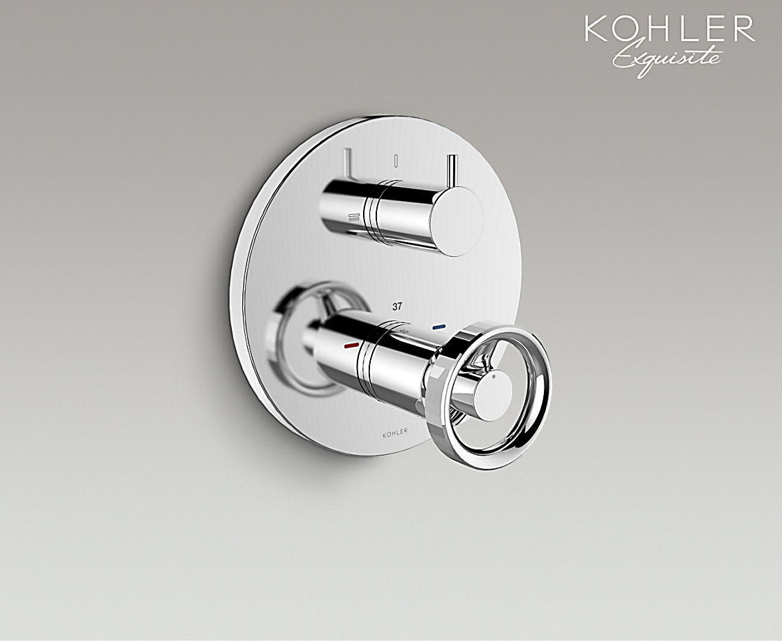 智配入墻式恒溫浴缸花灑閥芯及面板藝廷輪型把手